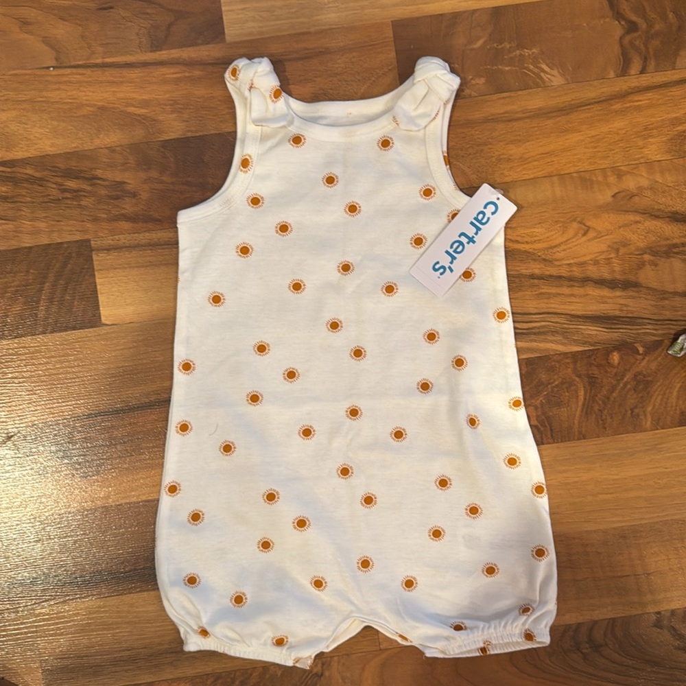 Carters romper sunshine white yellow lightweight‎  summer spring 12 months NWT